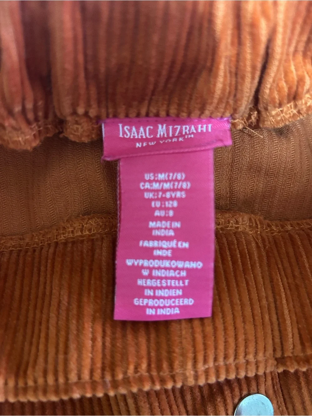 Isaac Mizrahi Rust Orange Corduroy Button-Front Mini Skirt